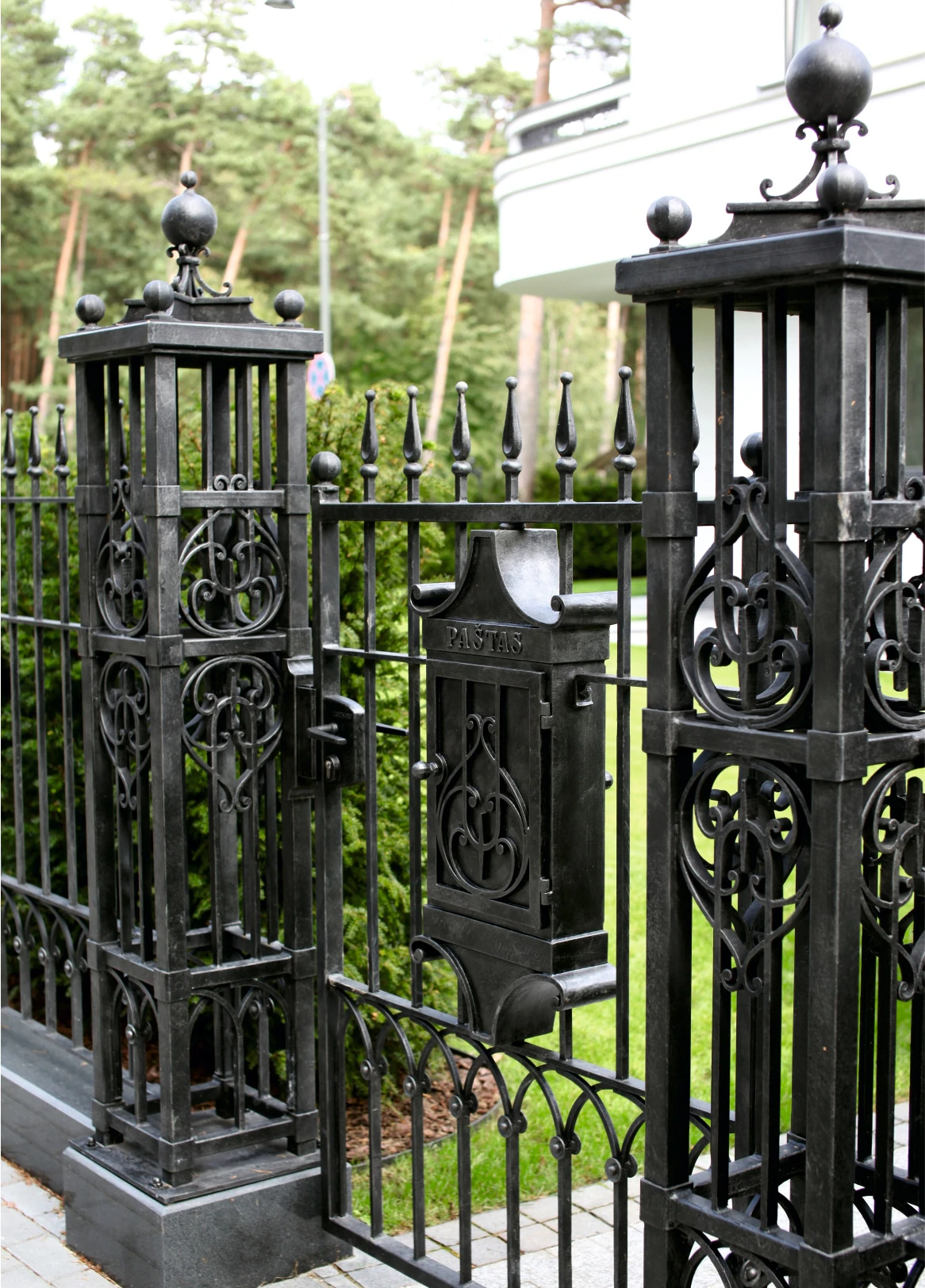 Private residence. Gates, portals, columns and fence.