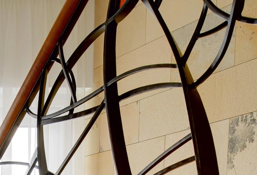 Private residence. Stair railing.