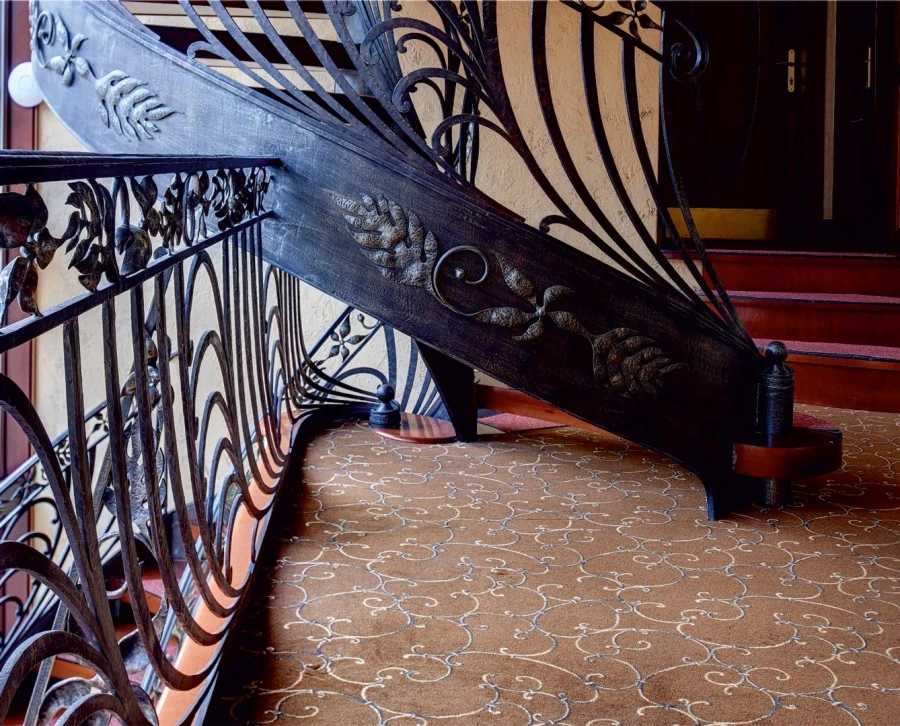 Hotel. Stair structure, stairs, railings.