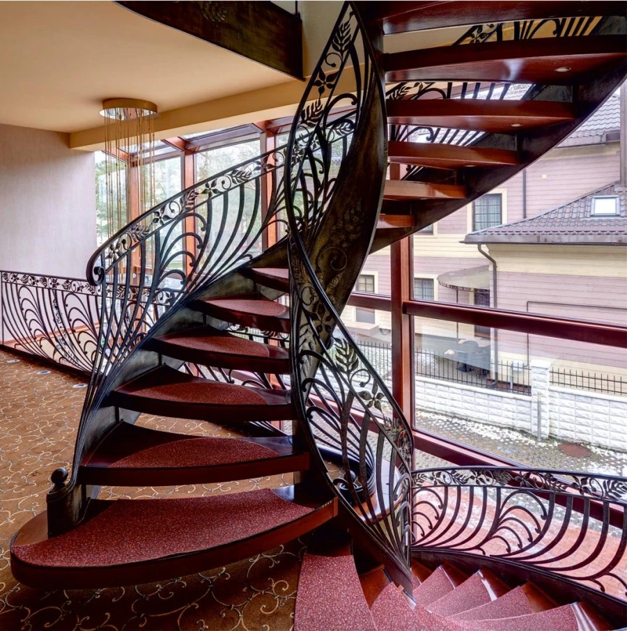Hotel. Stair structure, stairs, railings.