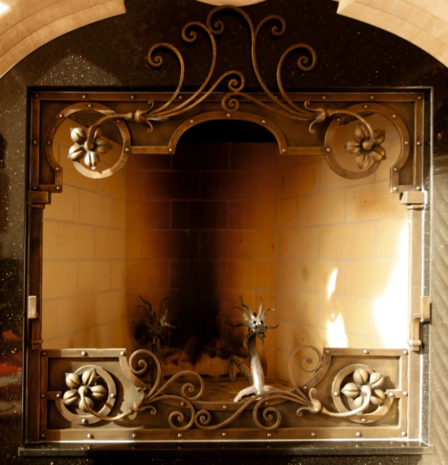 Private residence. Fireplace grilles.