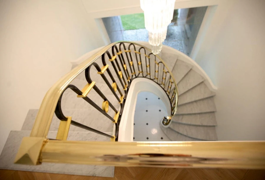 Private residence. Stairs, railings, balcony.
