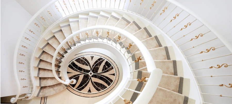 Private residence. Stair structure, railings.