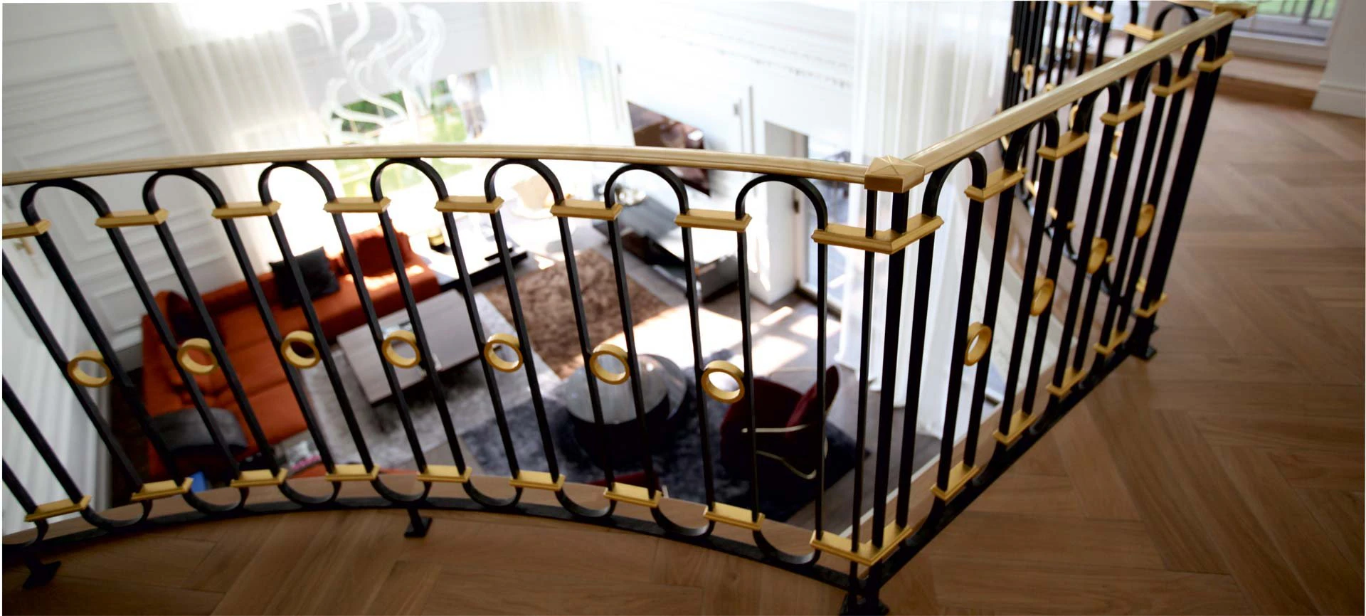 Private residence. Stairs, railings, balcony.