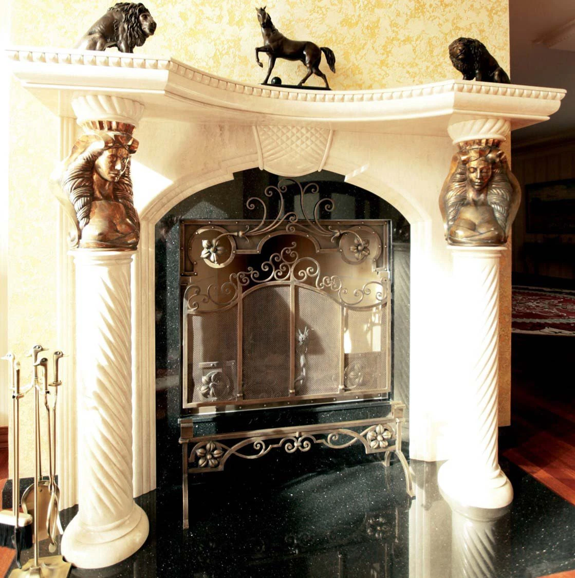 Private residence. Fireplace grilles.