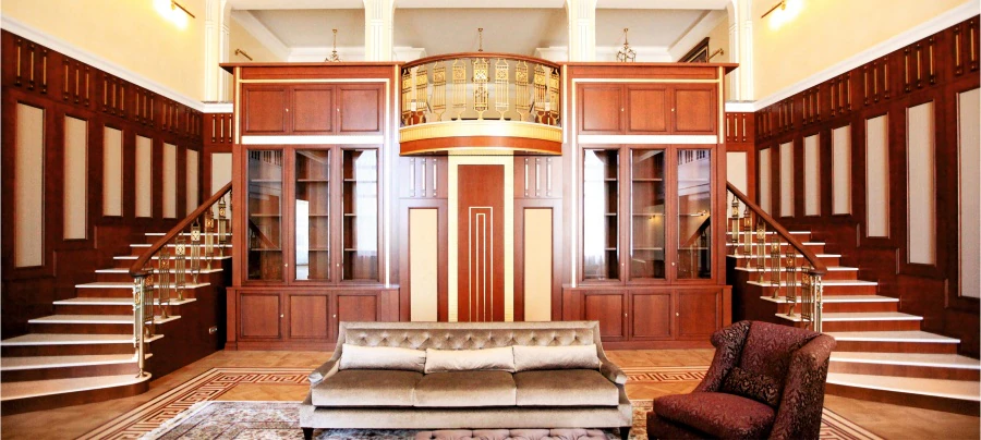 Private residence. Stair railing.